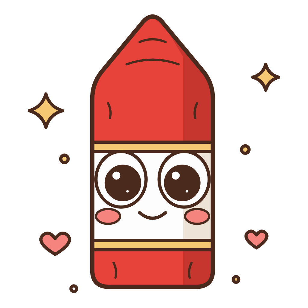 Drawbly, a smiling red crayon